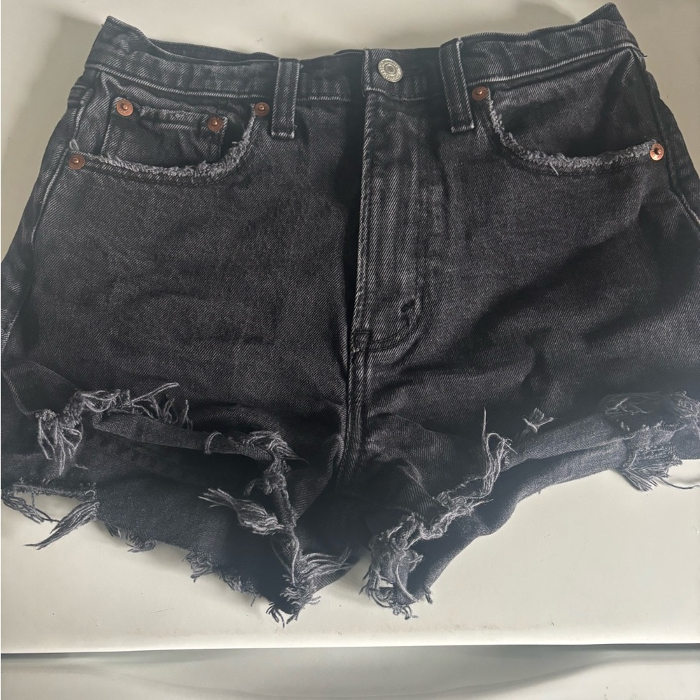 Abercrombie & Fitch Black Frayed Jean Shorts